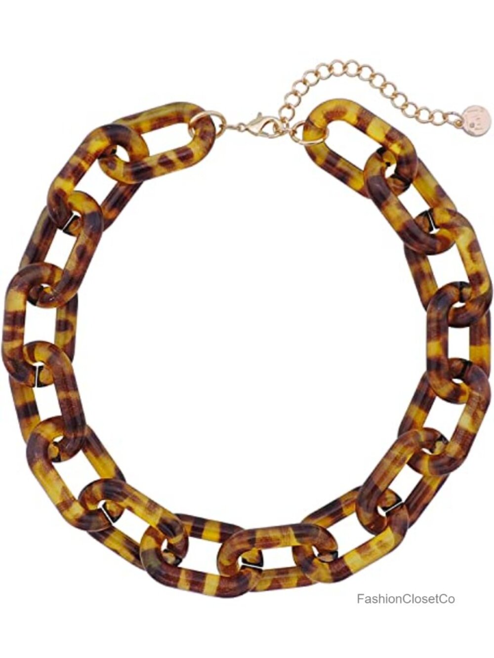 Chunky Acrylic Oval Link Chain Cuban Necklace for Women Men Adjustable